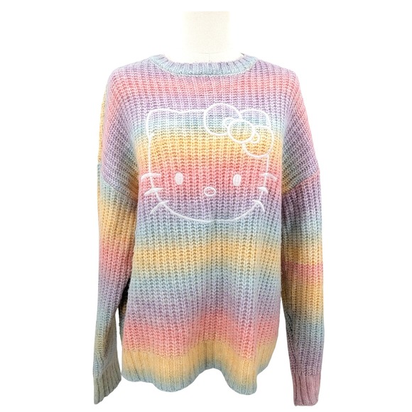 Hello Kitty Sweaters - Hello Kitty Rainbow Pastel Knit Sweater – Size 1X Cozy Collab Forever 21 Plus
